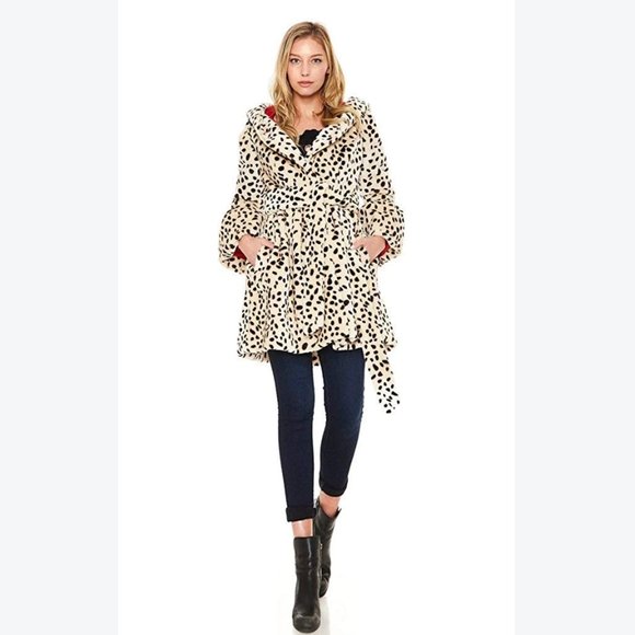 VAVA Women's Leopard Print Hooded Faux Fur Coat - Picture 5 of 6